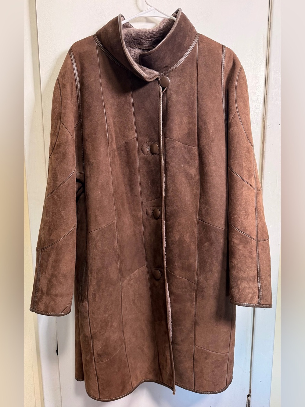 Vintage Brown Sheepskin Leather Coat